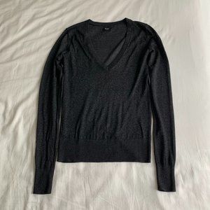 Aritzia Talula Dark Gray V Neck Sheer Sweater